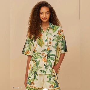 Farm Rio x adidas Tropical Breeze Short Sleeve Shirt. Size S. NWT
